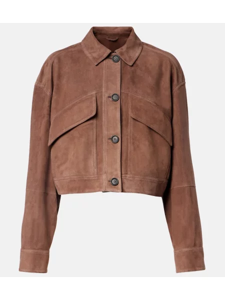 Geacă Brunello Cucinelli din piele de căprioară maro