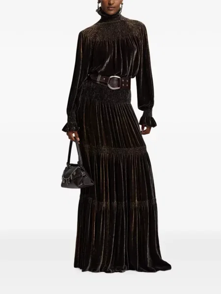 Bluză Ralph Lauren Collection de catifea maro