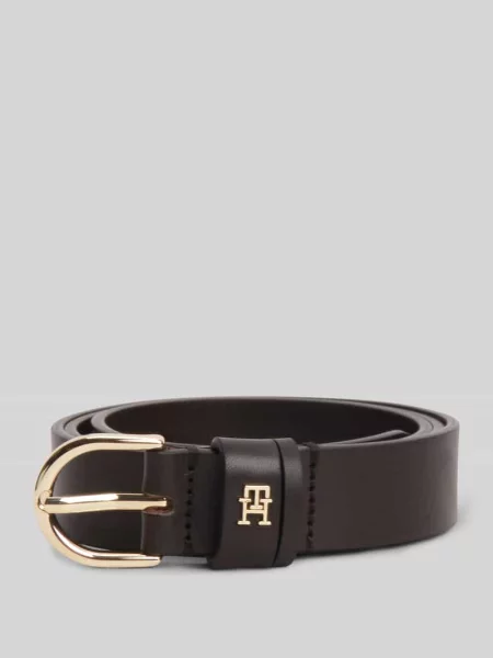 Pasek z naturalnej skóry z aplikacją z logo Tommy Hilfiger
