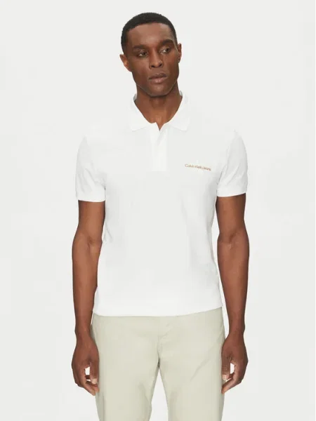 Calvin Klein Jeans Tricou polo Monologo alb