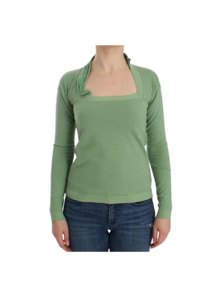 Sweter Ermanno Scervino w paski z paskiem zielony