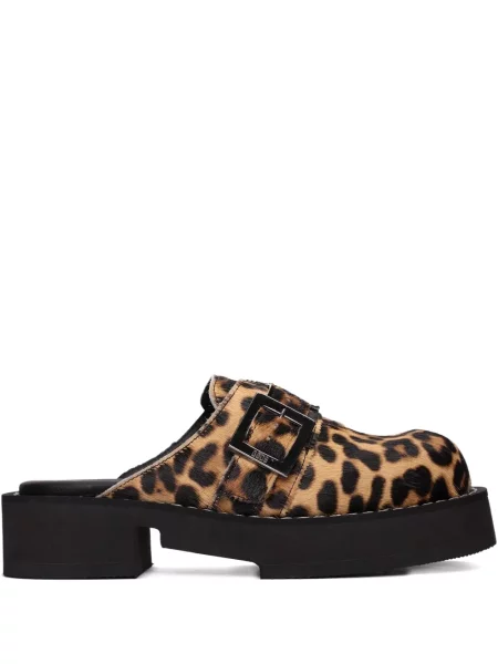 Papuci tip mules Clarks cu imagine cu imprimeu animal print maro