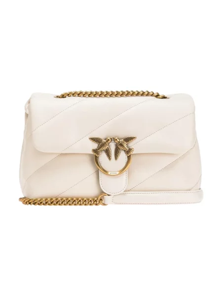 Torebka crossbody Pinko klasyczna z owczej skóry biała