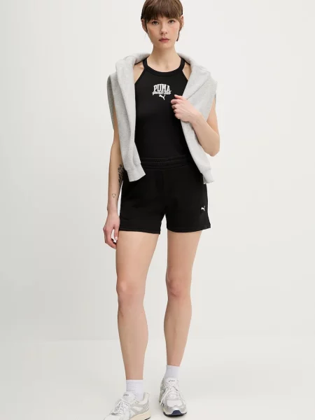 Puma szorty gładkie high waist czarny
