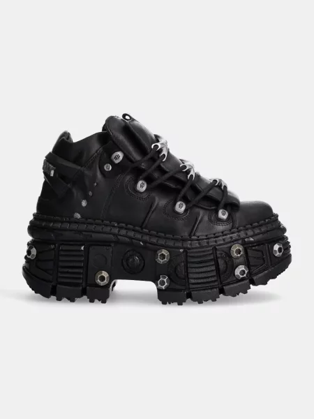 Шкіряні кросівки New Rock Crust Negro + Tank Casco Negro чорний