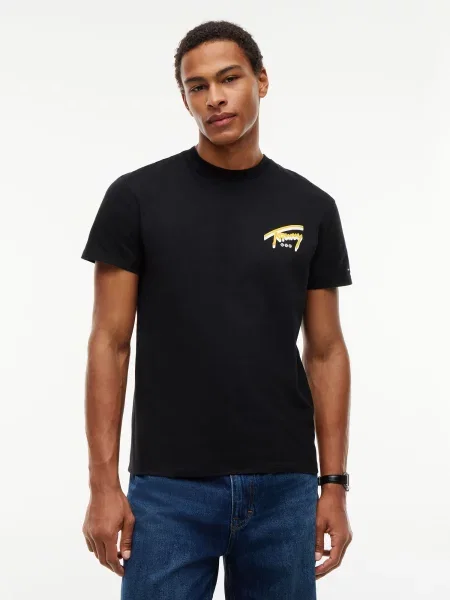 Tommy Jeans Tričko žltá / čierna biela
