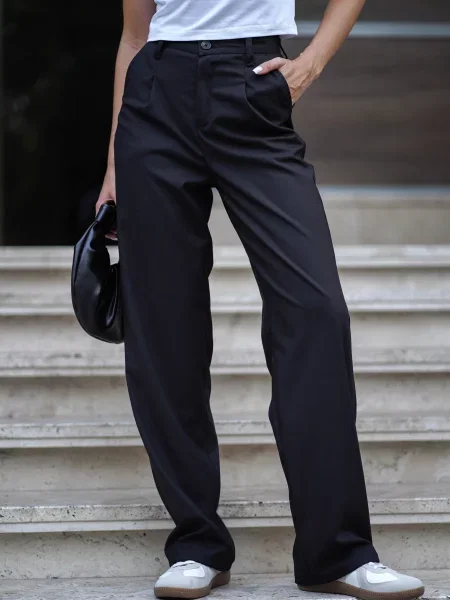 Штани палаццо TeamV віскоза/поліестер чорний