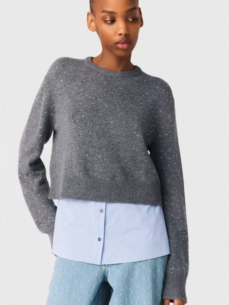 Вовняний светр Maje сірий