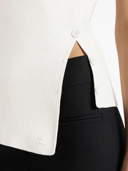 Top Courreges tricotate alb