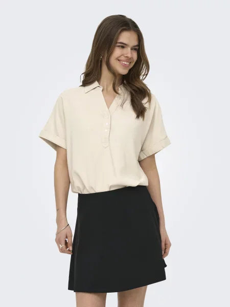Блуза Only ARIS LIFE CAP SLEEVE SHIRT бежевий