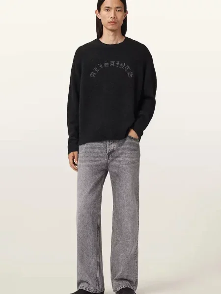 Шерстяной легкий свитер Allsaints черный