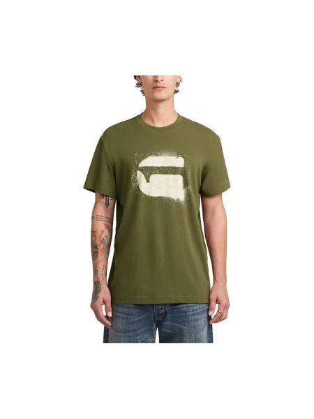 Tricou G-star Raw cu autograf verde