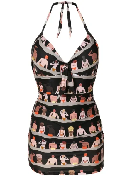 Strój kąpielowy Amir Slama z nadrukiem czarny