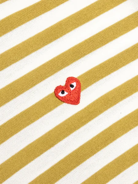 Дълго тениска Comme Des Garçons Play на райета зелено