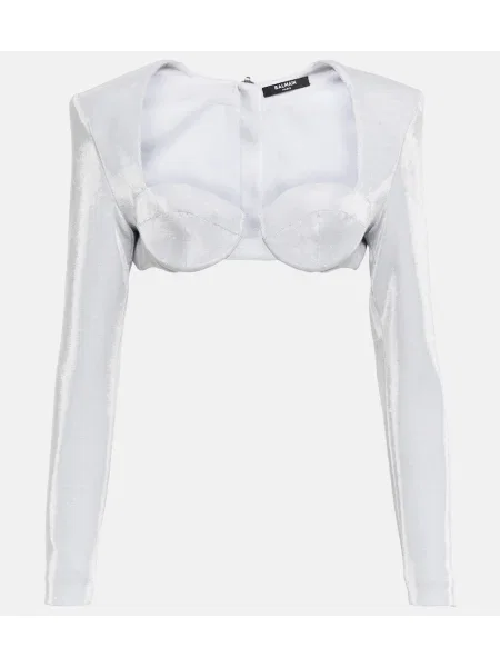 Top Balmain o krotszym kroju srebrny
