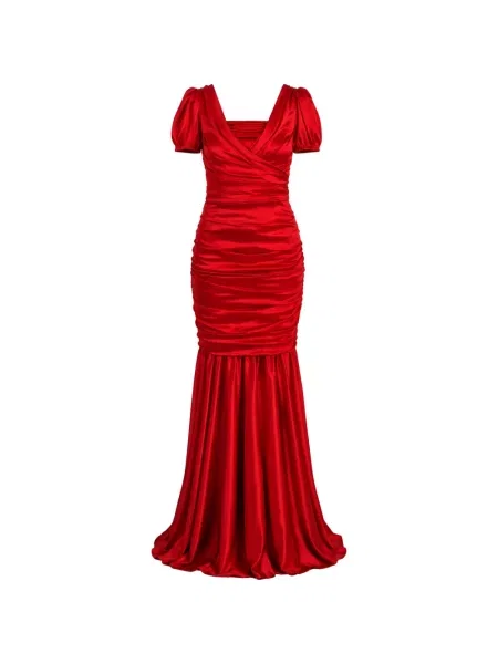 Rochie maxi Dolce & Gabbana cu volane roșu