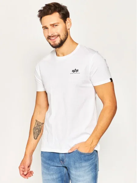 Pánske tričko Alpha Industries Basic Small Logo T-shirt white biela