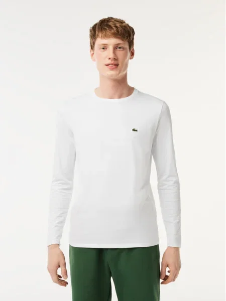 Tricou mânecă lungă Lacoste alb