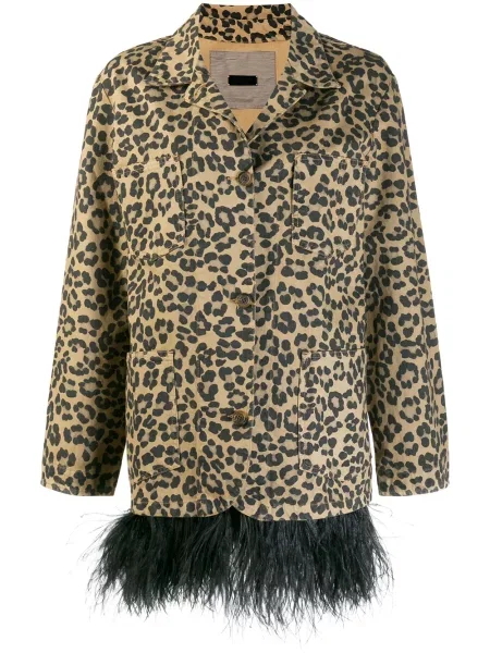 Palton Simonetta Ravizza cu pene cu model leopard