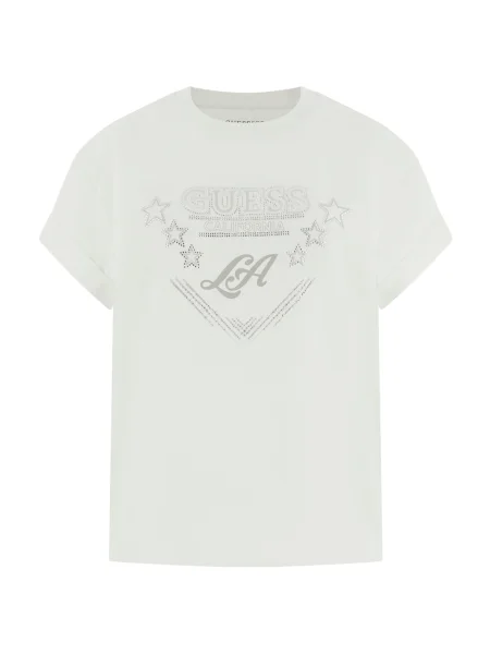 GUESS Tricou LA STARS grej alb