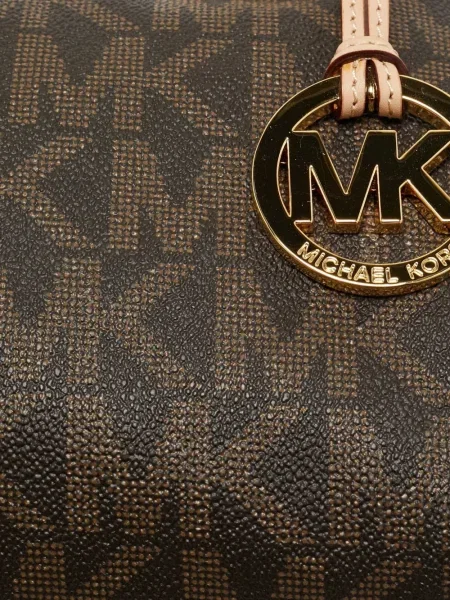 Geantă cu mânere cu lanț Michael Michael Kors din canvas maro
