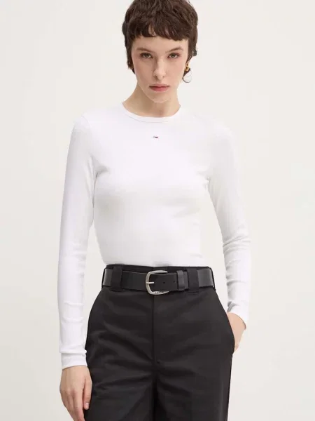 Блуза с дълги ръкави Tommy Jeans бяло
