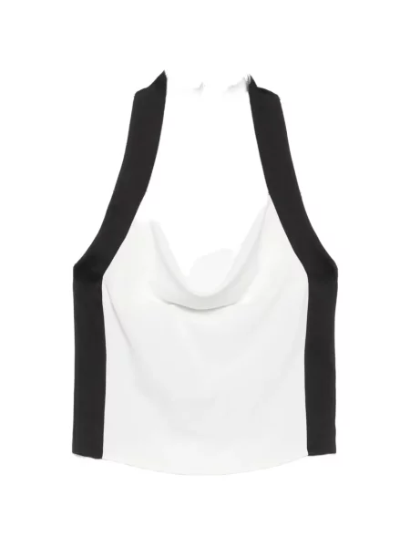 Top Patrizia Pepe cu gât halter cu spatele deschis alb
