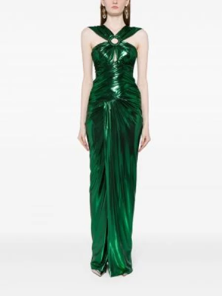 Drapiruotas suknele Zuhair Murad be rankovių žalia