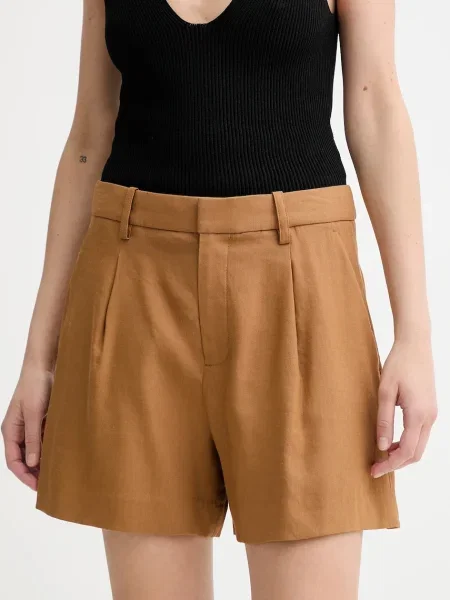 A.L.C. pantaloni scurți din in Charles uni medium waist maro