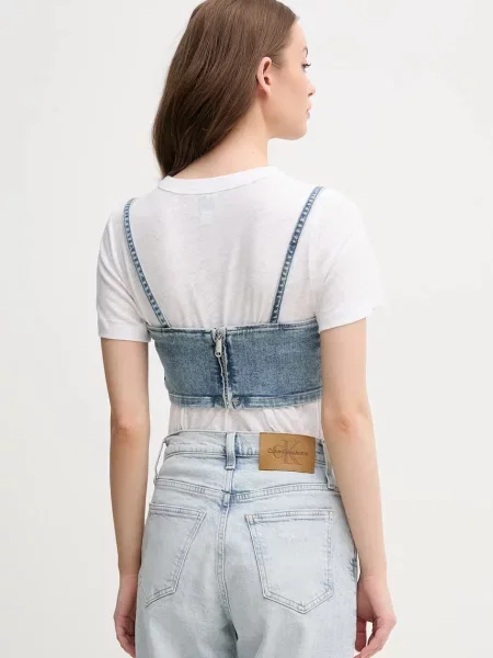 Džínový top Calvin Klein Jeans modrý