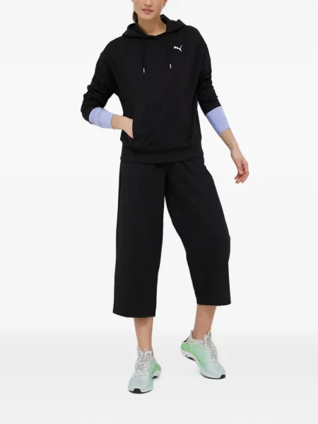 Суичър с качулка Puma бродиран с връзки черно