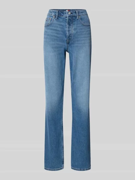 Jeansy o kroju straight fit z mieszanki bawełny Tommy Jeans niebieskie