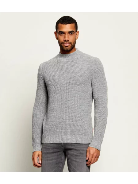 Pulover Joop! Jeans de lână cu guler înalt gri