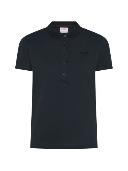 Tricou polo Sun68 cu autograf albastru