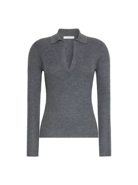 Dzianinowa koszulka polo Max Mara szara