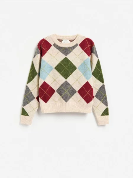 Reserved Sweter z wełną wielobarwny