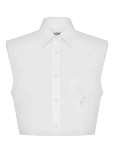 Cropp cămașă Moschino din poplin alb
