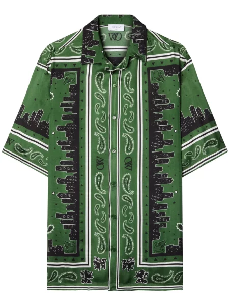 Cămașă Off-white cu imagine scurtă alb