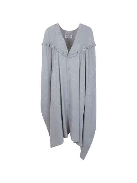 Rochie Mm6 Maison Margiela cu decolteu în V cu volane de costum gri