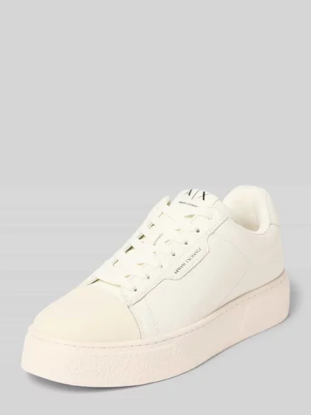 Sneakersy z mieszanki skóry z detalem z logo model Lion' Armani Exchange białe