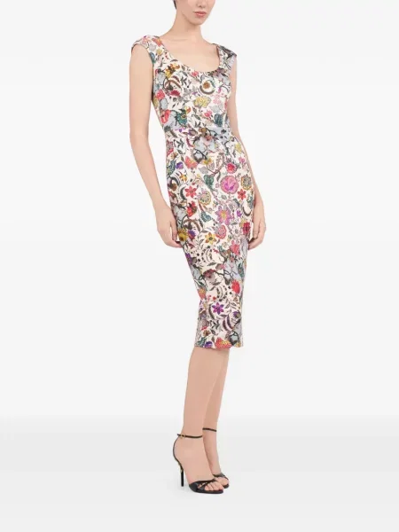 Gėlėta raštuota kostiumas midi suknelė Roberto Cavalli