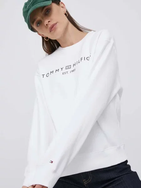 Mikina Tommy Hilfiger s potiskem bílá