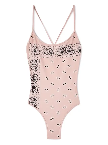 Бански Palm Angels с принт с пейсли десен розово