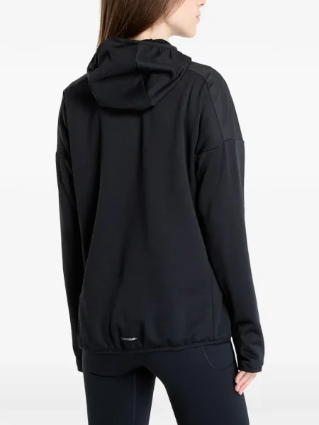 Τρέξιμο fleece μπλούζα Adidas με λαιμόκοψη v μαύρο