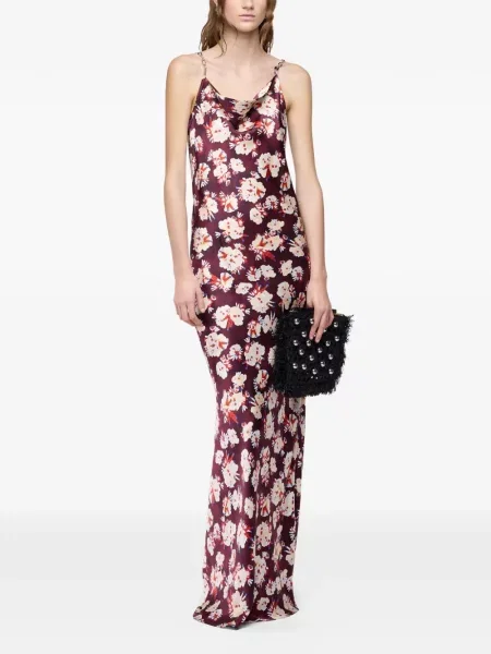 Rochie maxi Rabanne cu model floral roșu