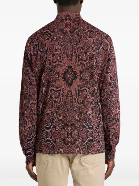 Cămașă Etro cu model paisley din jacard maro
