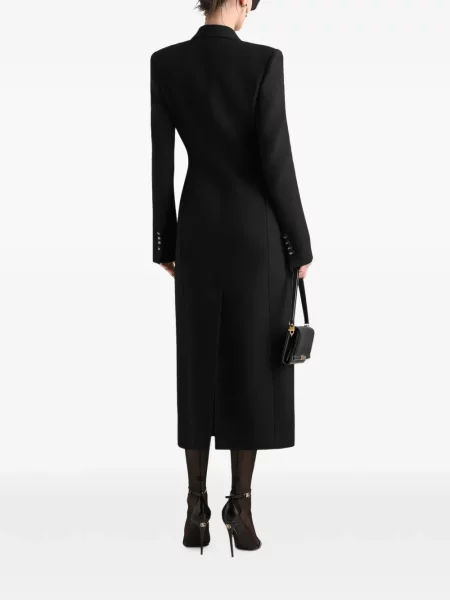 Вълнено двуредно палто Dolce & Gabbana черно