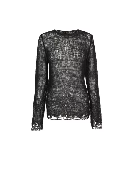 Sweter Cortana z kaszmiru ażurowy czarny