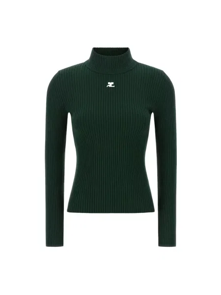Dzianinowy sweter Courreges zielony