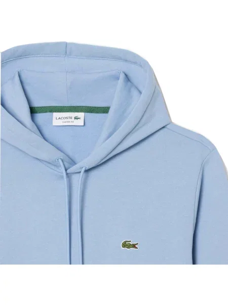 Hanorac cu glugă Lacoste din fleece albastru